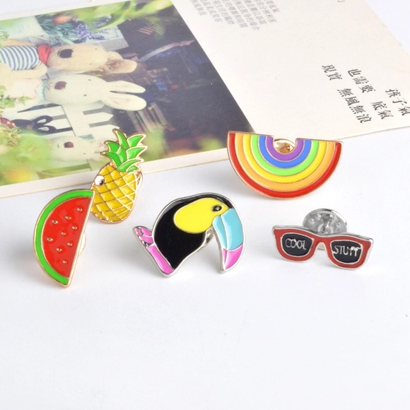 🌞5 pcs. Summer Tropical Beach Enamel Pin Set🌻 - Picture 2 of 6